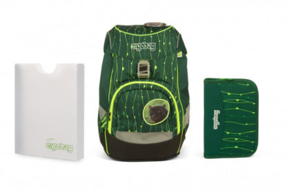 Školní set Ergobag prime Fluo zelený - batoh + penál + desky