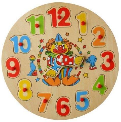 Vkládačka dřevná - hodiny klaun