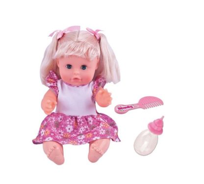 Panenka Bambolina s hřebínkem a kojeneckou lahvičkou 30 cm