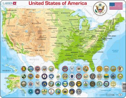 Puzzle Mapa USA - geografická 90 dílků