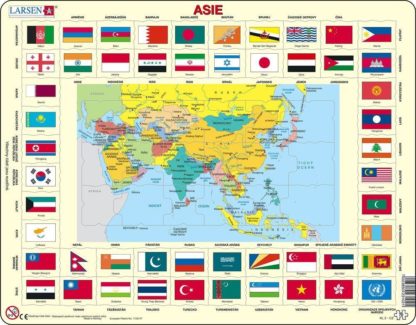 Puzzle Mapa ASIE + vlajky 70 dílků