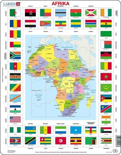 Puzzle Mapa Afriky + vlajky 70 dílků