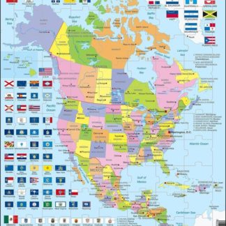 Puzzle Mapa Severní Ameriky + vlajky 85 dílků