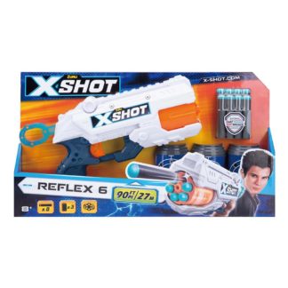 X-SHOT - Reflex pistole + 3 plechovnky a 8 nábojů