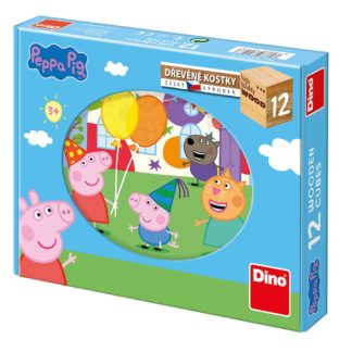 Dřevěné kostky Peppa pig 12 kostek